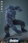 Dr Hank McCoy is posed in a dynamic combat stance highlighting the specialized body with thirty points of articulation and realistic fiber material body hair.
