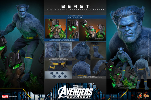 The deluxe version exclusive battle damaged Sentinel head diorama base features translucent green flame effects and USB powered LED light up eyes.