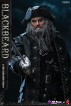 A detailed look at the included sword scabbard and pirate musket equipped with the collectible action figure.