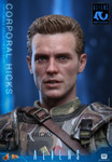  This photograph highlights a detailed close up portrait shot of the Corporal Hicks head sculpt featuring the realistic likeness of actor Michael Biehn.