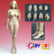 Play Toy 1/6  scale Female Pale Nude figure body+Blonde Head Sculpt set