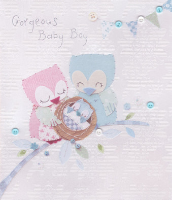 Button Box Baby Boy Hand Finished Card
