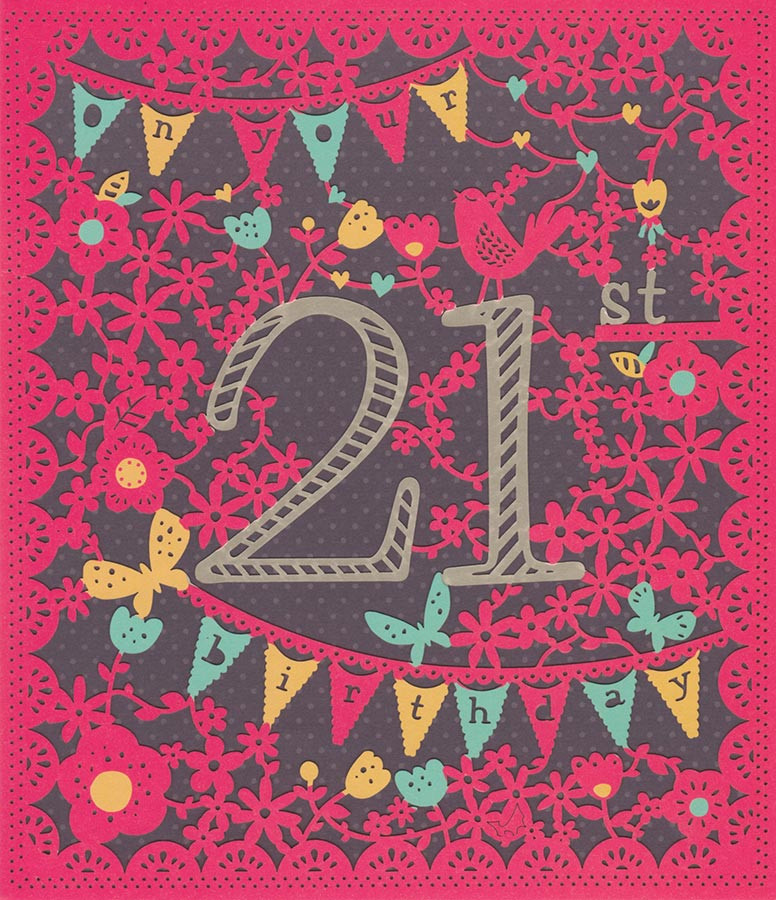 21st birthday card laser cut entwined cardspark