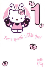 Hello Kitty Age 1 Birthday Card
