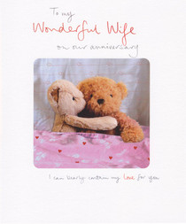 Wonderful Wife Anniversary Card - Teddy