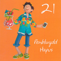 Penblwydd Hapus - Welsh Male Age 21 Birthday Card