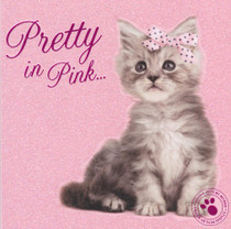 Kitten Birthday Card - Pretty In Pink