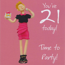 21st Female Birthday Card - Time To Party
