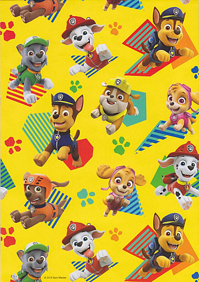 evne slids Brun Paw Patrol - Gift Wrapping Paper - Yellow - CardSpark