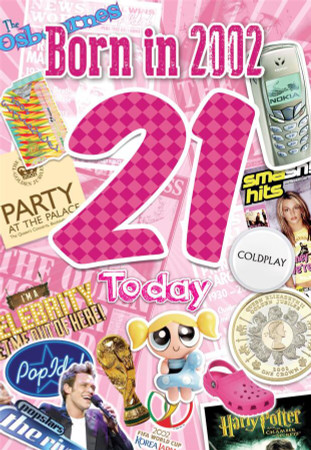 21st Birthday Card Female - Born In 2002 - Front