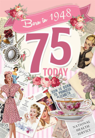 75th Birthday Card Female - Born In 1948 - Front