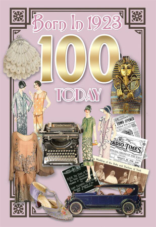 100th Birthday Card Female - Born In 1923 - Front