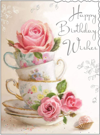 Pink Roses Birthday Card - front