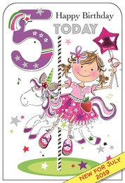 Age 5 female Birthday Card - front