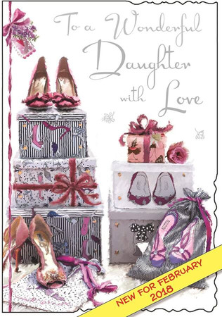 Weihnachtskarte 'To A Wonderful Daughter' – Mit Glanzfolie & Rotem Umschlag