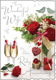 Wife Ruby Anniversary Card - front