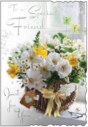 Special Friend Flowers Birthday Card - inside