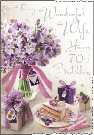 Wife 70th Birthday Card - front