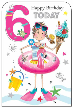 Granddaughter Sixth Birthday Card - front