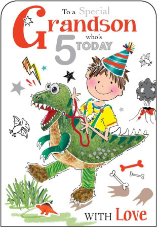 Grandson fifth Birthday Card - front