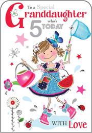 Granddaughter 5th Birthday Card - front
