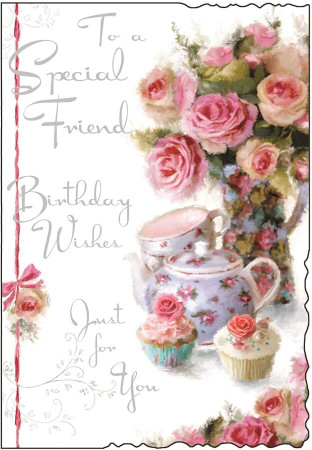 Special Friend Birthday Card - Blue Teacup - front