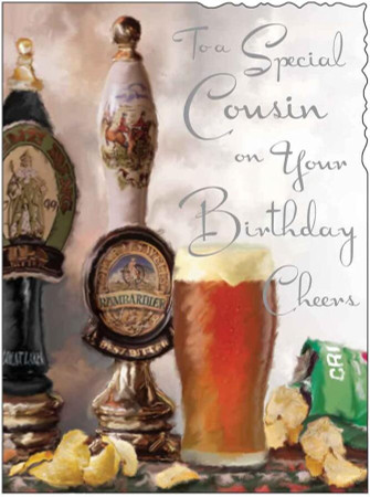 Cousin Birthday Card - Pub - Jonny Javelin - front