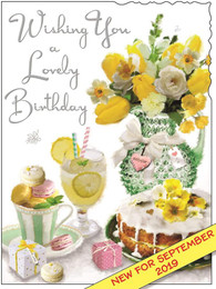 Lovely Birthday Card - Yellow Roses - front