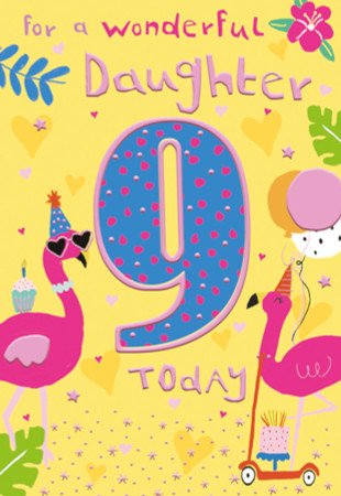 Daughter Ninth Birthday Card - Front