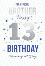 Brother Thirteenth Birthday Card - Front