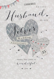 Husband 25th Silver Anniversary Card - ICG Front