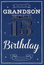 Grandson 15th Birthday Card - ICG Front