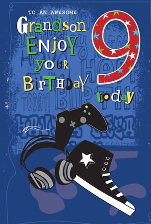Grandson 9th Birthday Card - Front