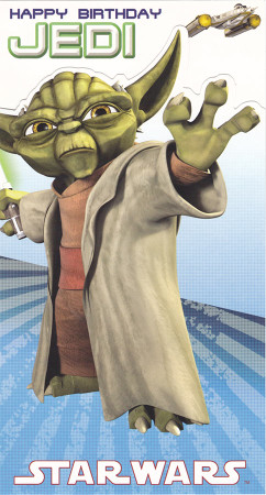 Star Wars Clone Wars Yoda Die Cut Birthday Card