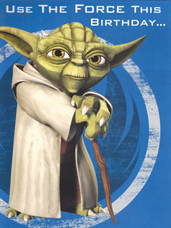 Star Wars Clone Wars Yoda Birthday Card - Pop-Up