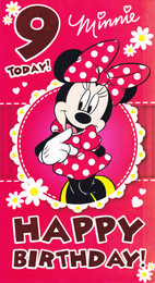 Disney Minnie Mouse Age 9 Birthday Card