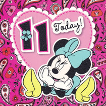Disney Minnie Mouse Age 11 Square Birthday Card