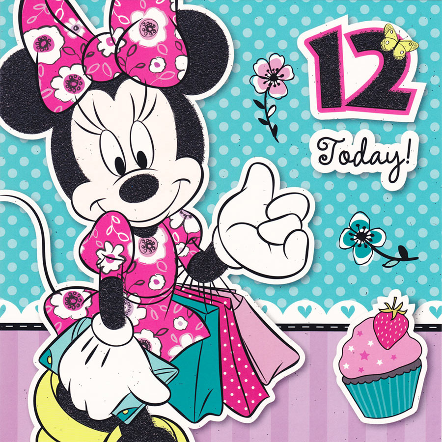 Disney Minnie Mouse - Age 12 Square Birthday Card - CardSpark