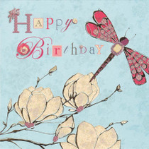 Lola Dragonfly Gold And Glitter Birthday Card