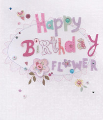 Button Box Flower Hand Finished Birthday Card