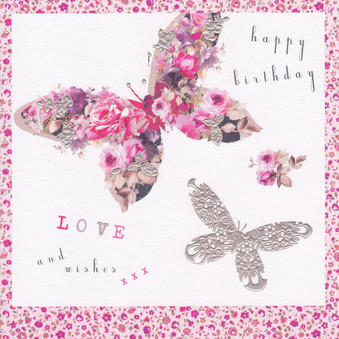 Stephanie Rose Flower Butterfly Birthday Card