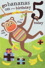 Safari Kids age 5 Birthday Card