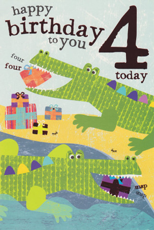 Safari Kids age 4 Birthday Card