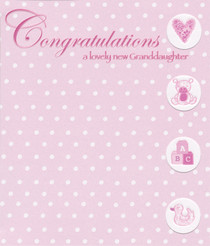 New Baby Granddaughter Card - pink