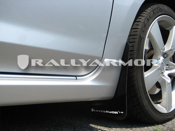 Rally Armor Black/White Urethane  Mud Flaps - 2004-2009 Mazda3/Speed 3