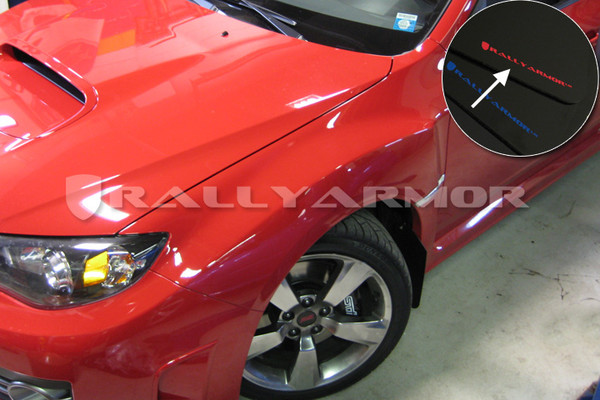 Rally Armor Black/Red Urethane  Mud Flaps - Version 2 2008-2011 Subaru STI & 2011 WRX