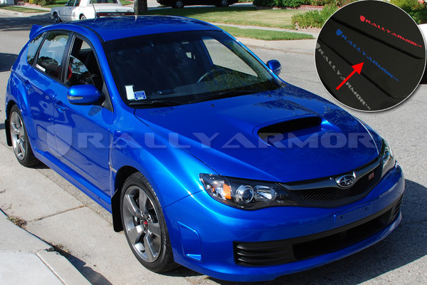 Rally Armor Black/Blue Urethane  Mud Flaps - Version 2 2008-2011 Subaru STI & 2011 WRX