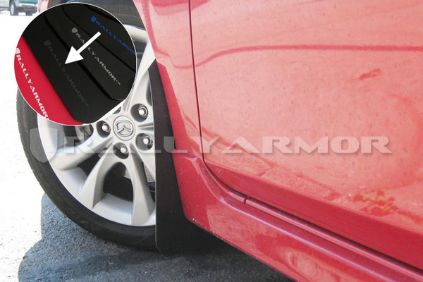 Rally Armor Black/Grey Urethane  Mud Flaps - 2010+ Mazda3/Speed3