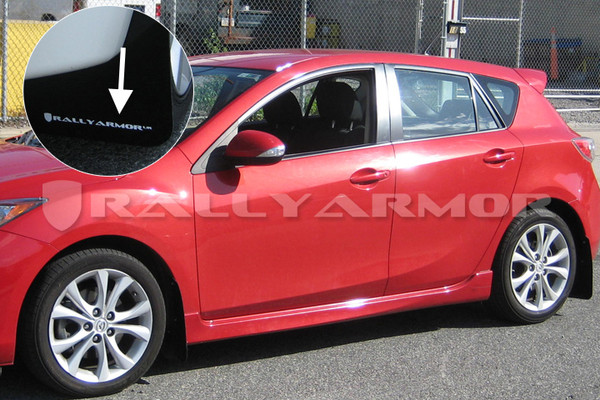 Rally Armor Black/White Urethane  Mud Flaps - 2010+ Mazda3/Speed3