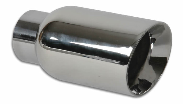 Vibrant Performance Weld-On 4" Round Stainless Steel Exhaust Tip (Double Wall, Angle Cut)